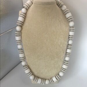 Elegant White and Silver Beaded Necklace